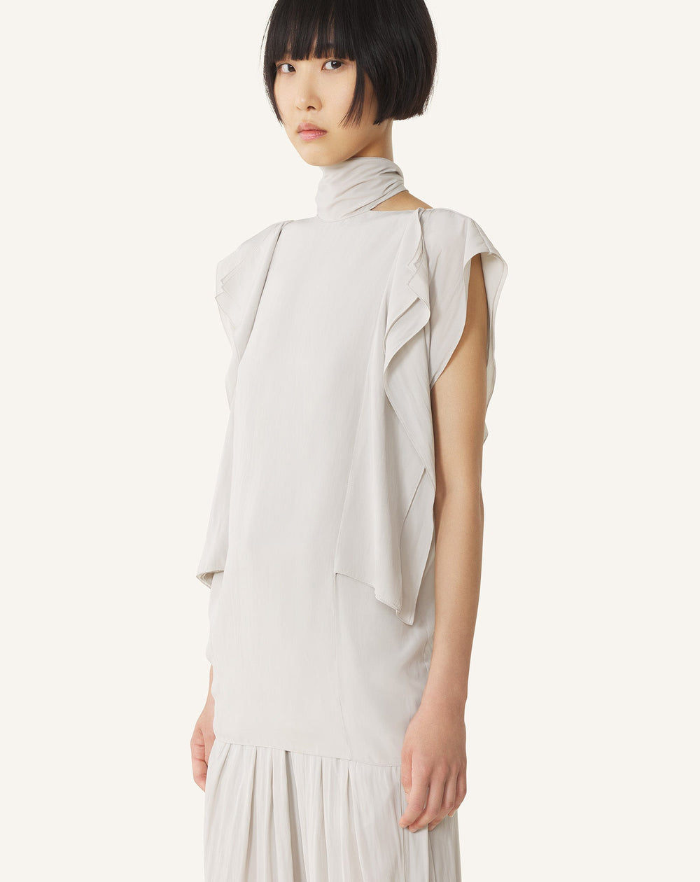 Haut À Volants En Charmeuse White | Lanvin Women