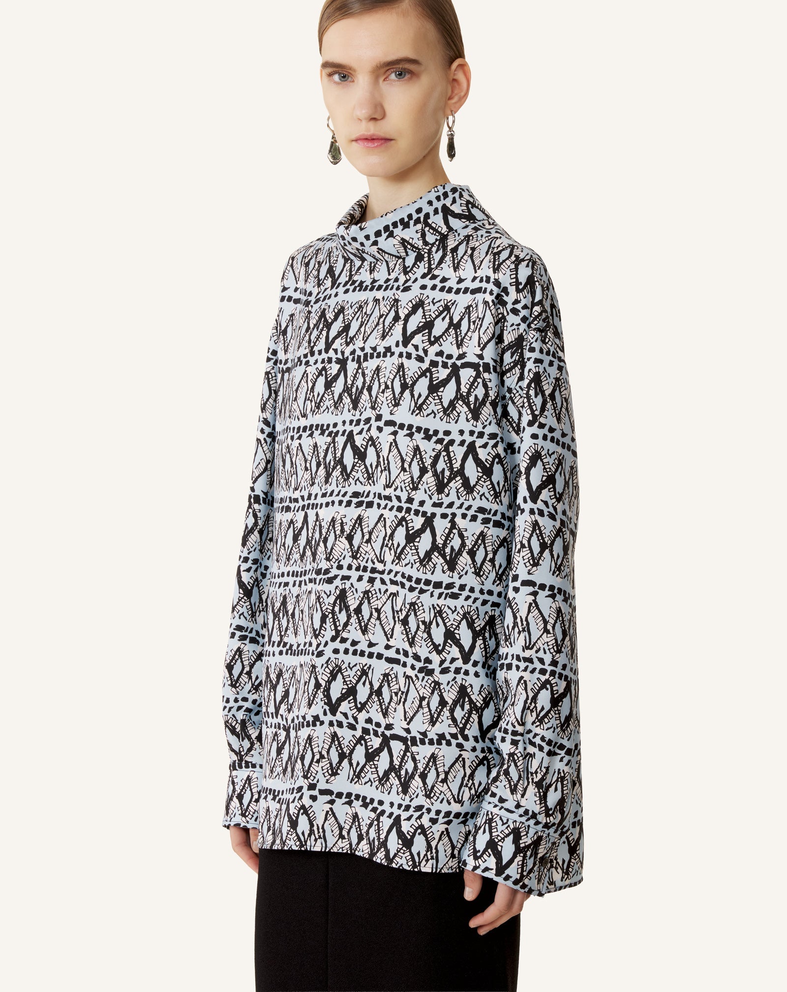 Haut Col Montant En Soie Imprimée | Lanvin Women