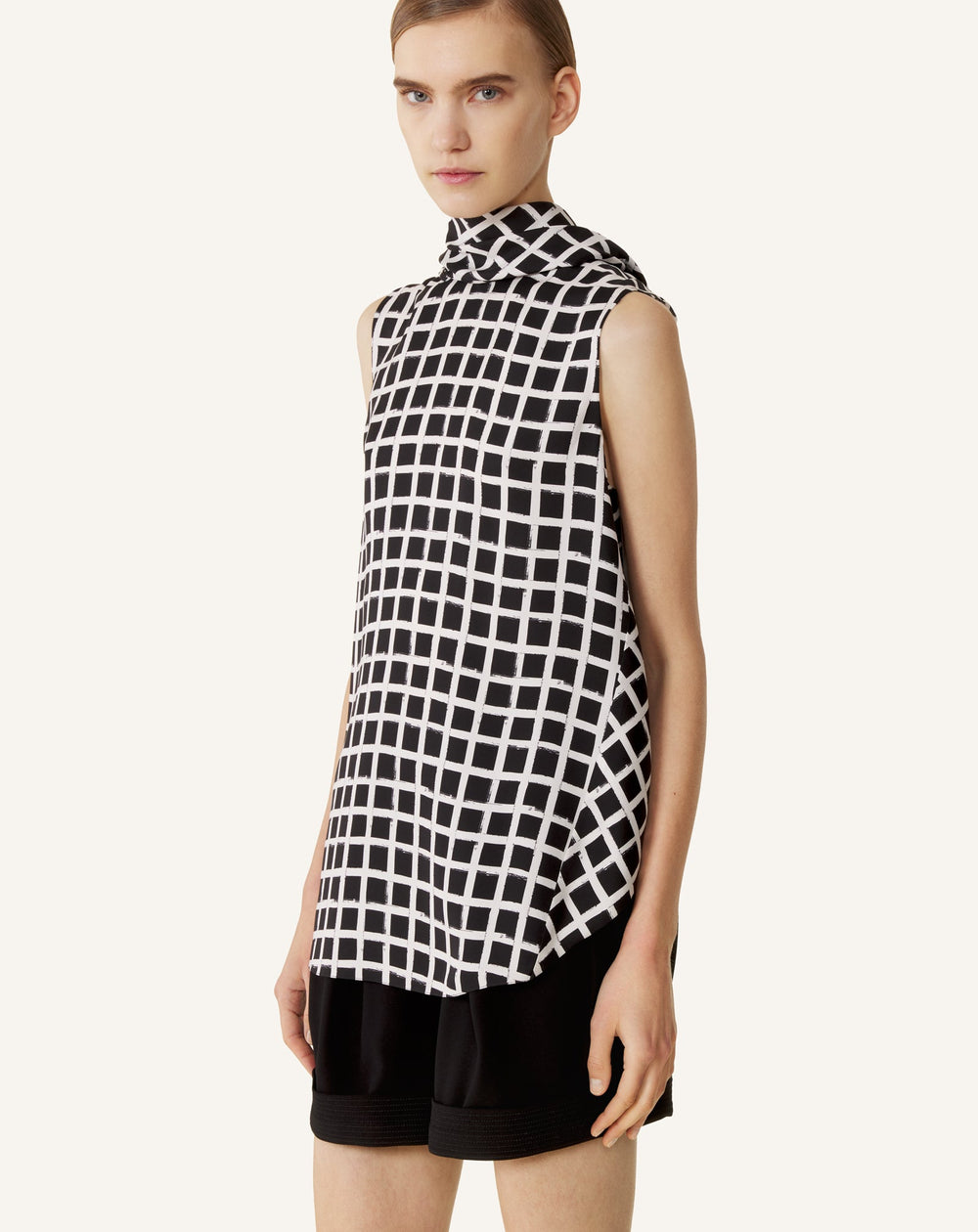 Haut Sans Manches En Soie Imprimée White | Lanvin Women