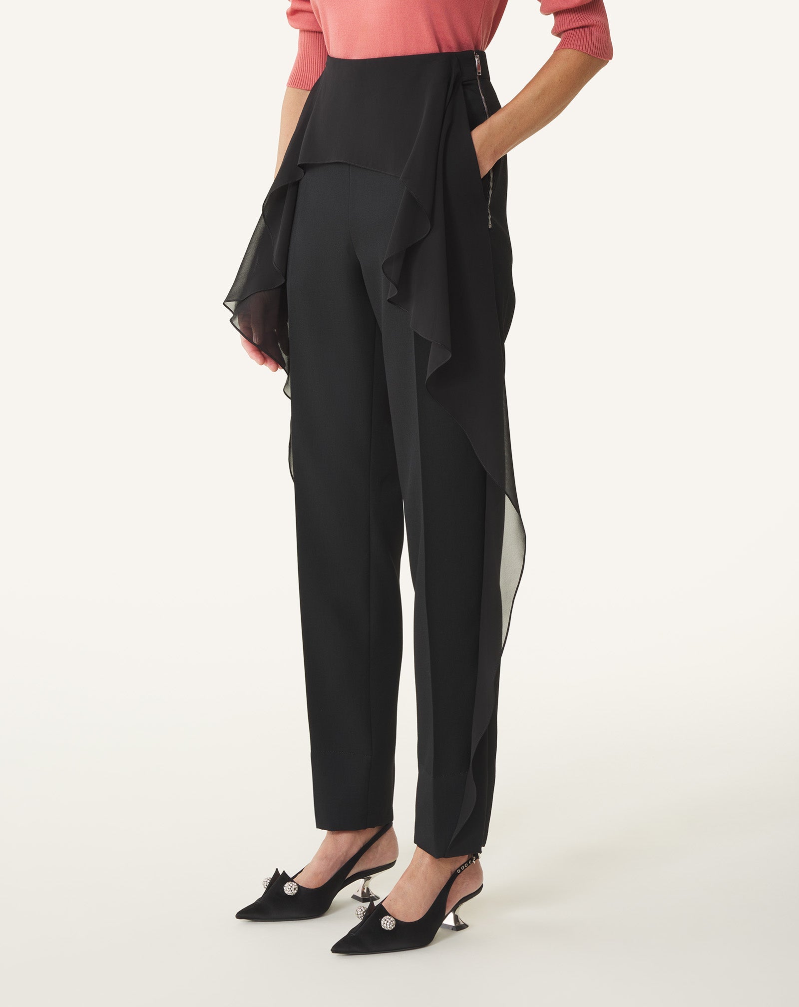 Pantalon À Volants En Laine Black | Lanvin Women