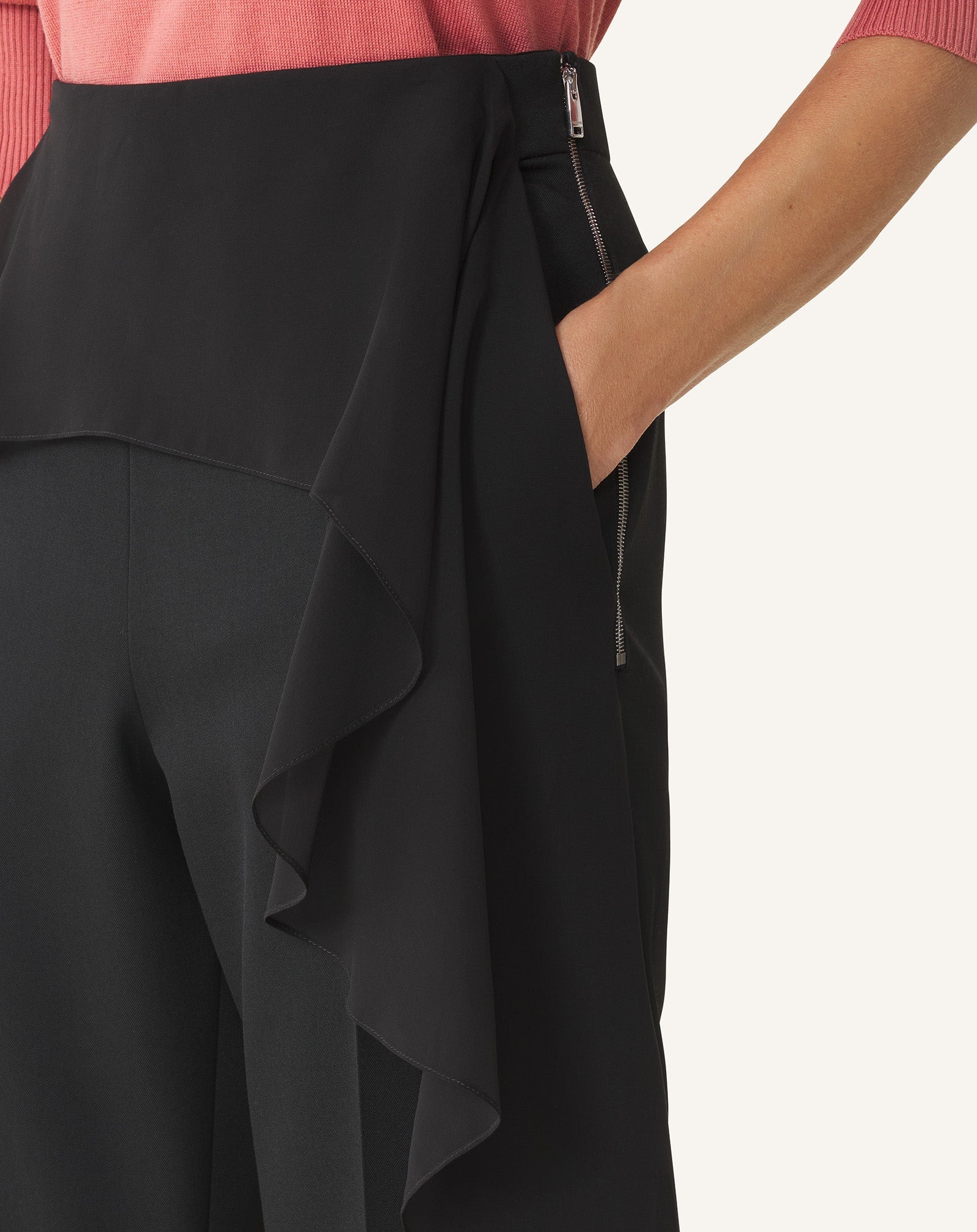 Pantalon À Volants En Laine Black | Lanvin Women