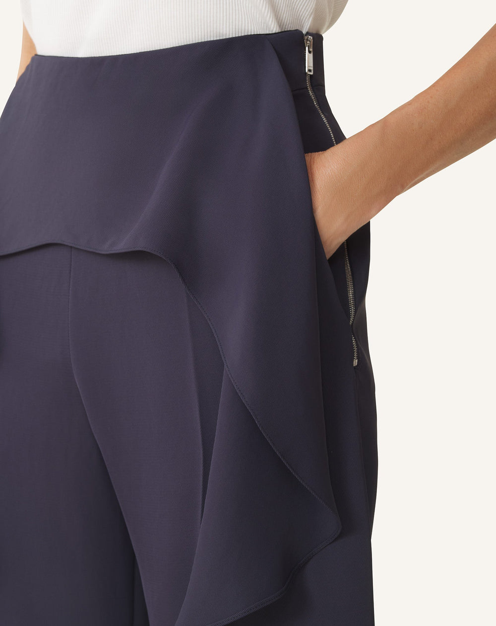 Pantalon À Volants En Twill Blue | Lanvin Women