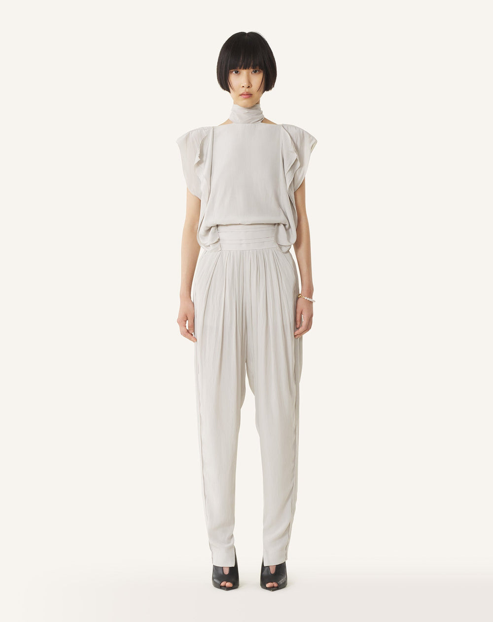 Pantalon Drapé En Charmeuse White | Lanvin Women