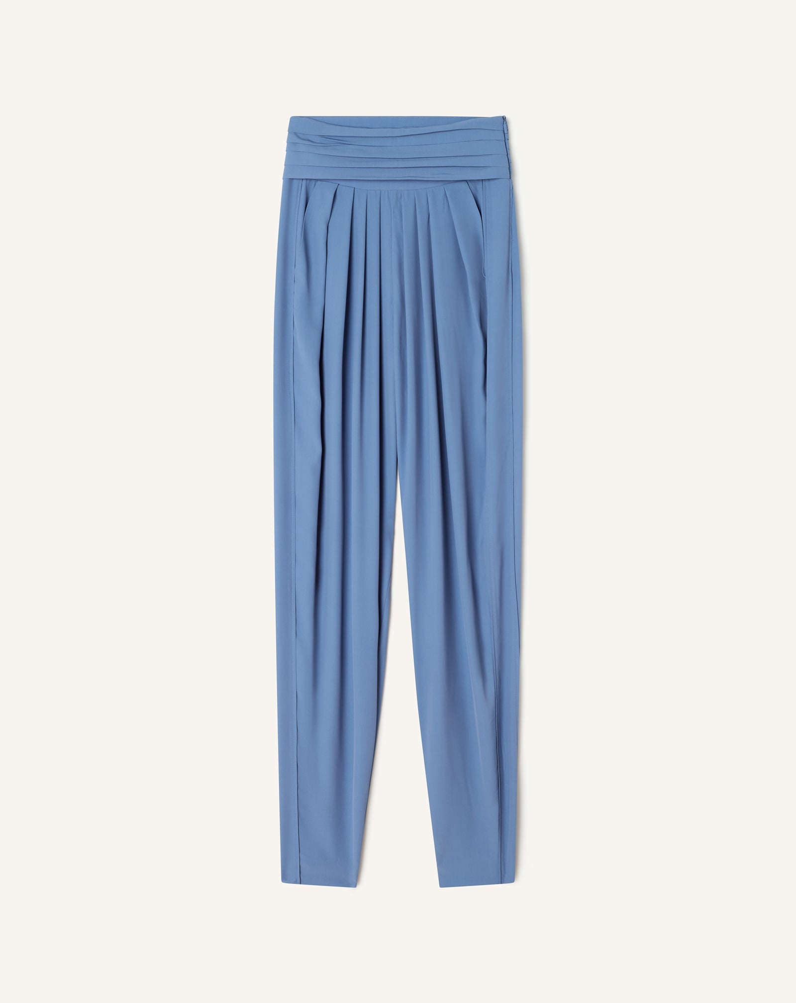 Pantalon Drapé En Crêpe De Chine Blue | Lanvin Women