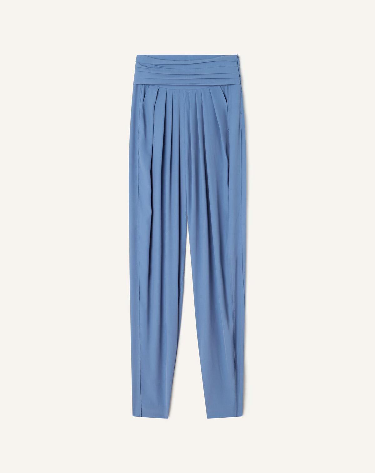 Pantalon Drapé En Crêpe De Chine Blue | Lanvin Women