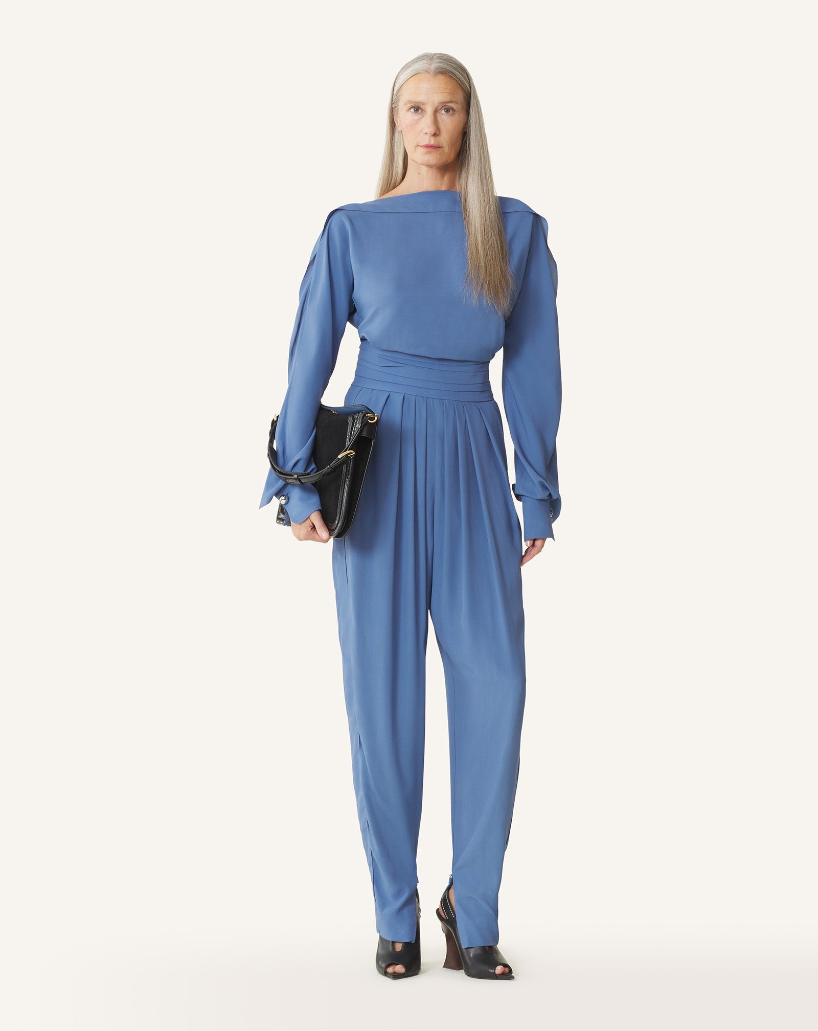 Pantalon Drapé En Crêpe De Chine Blue | Lanvin Women