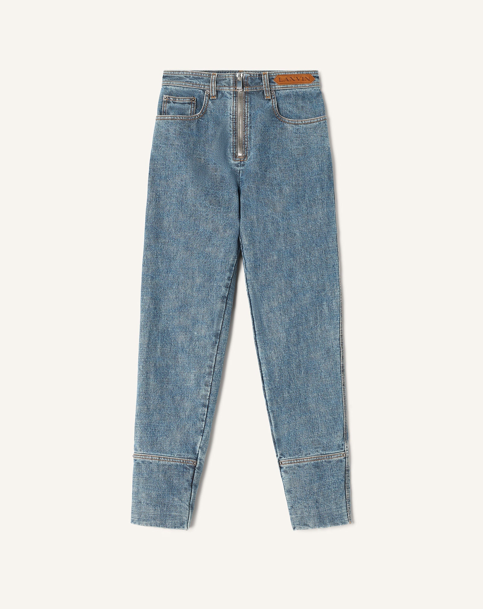 Pantalon Zippé En Denim Blue | Lanvin Women