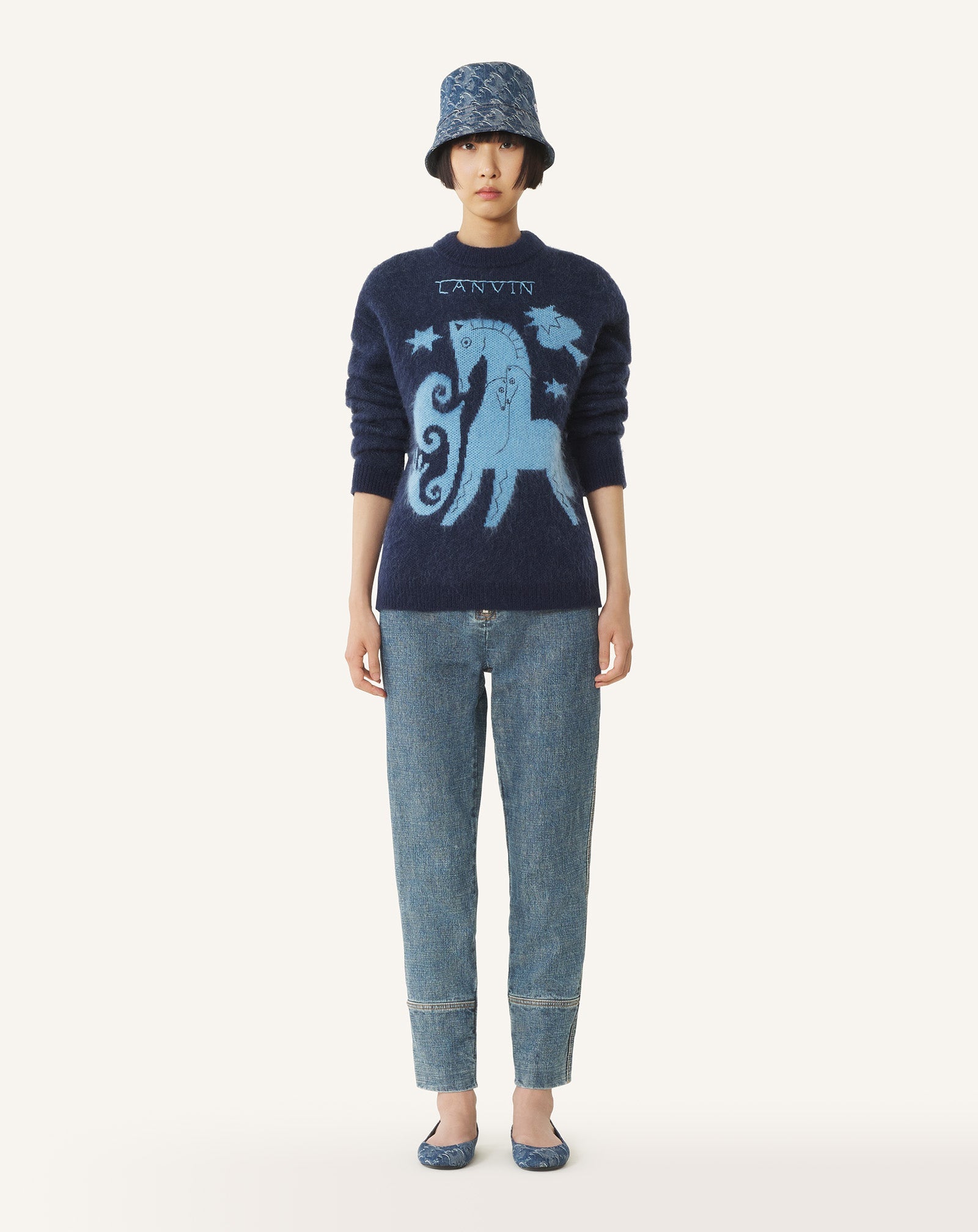 Pantalon Zippé En Denim Blue | Lanvin Women