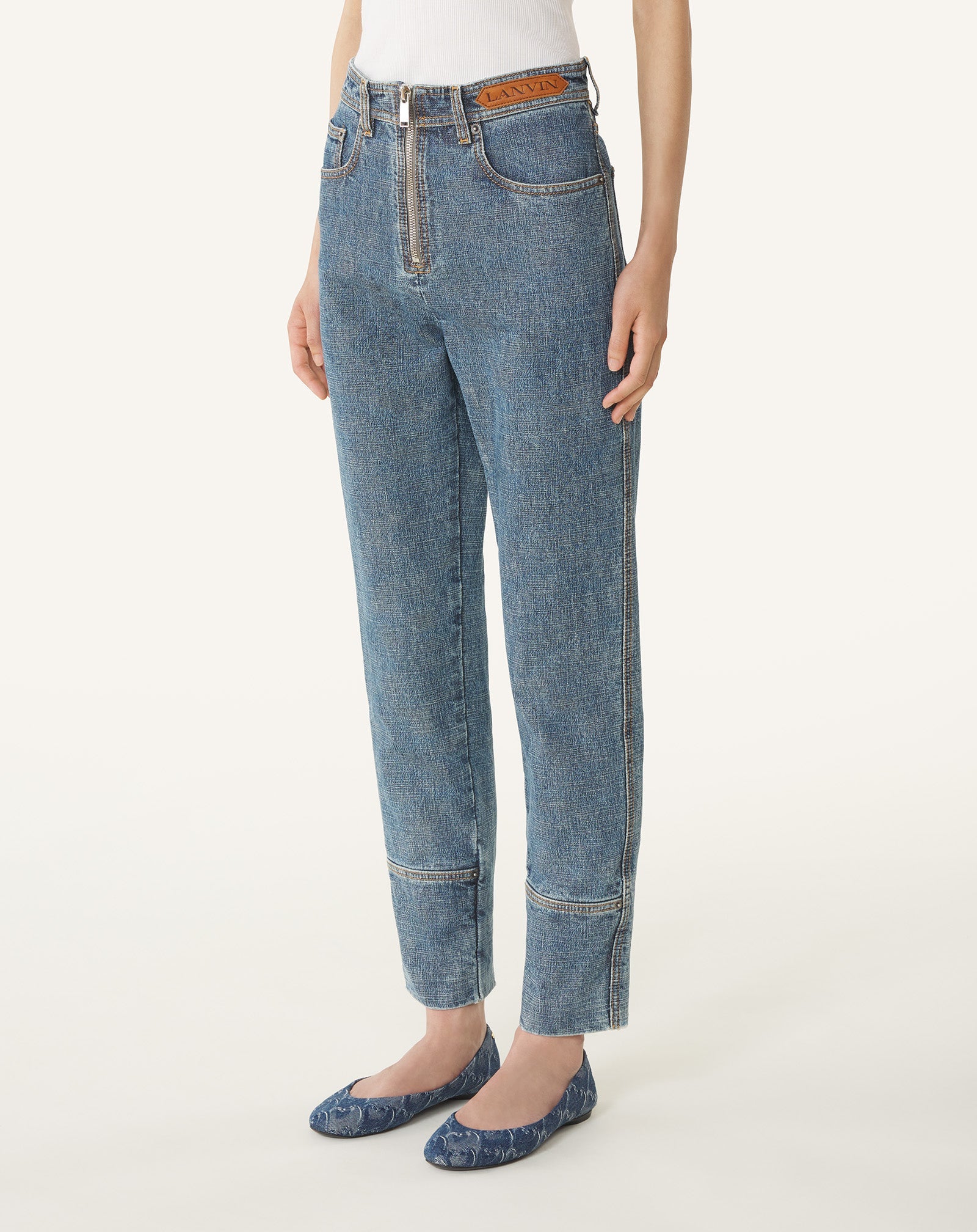 Pantalon Zippé En Denim Blue | Lanvin Women