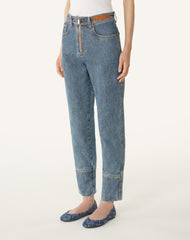 Pantalon Zippé En Denim Blue | Lanvin Women