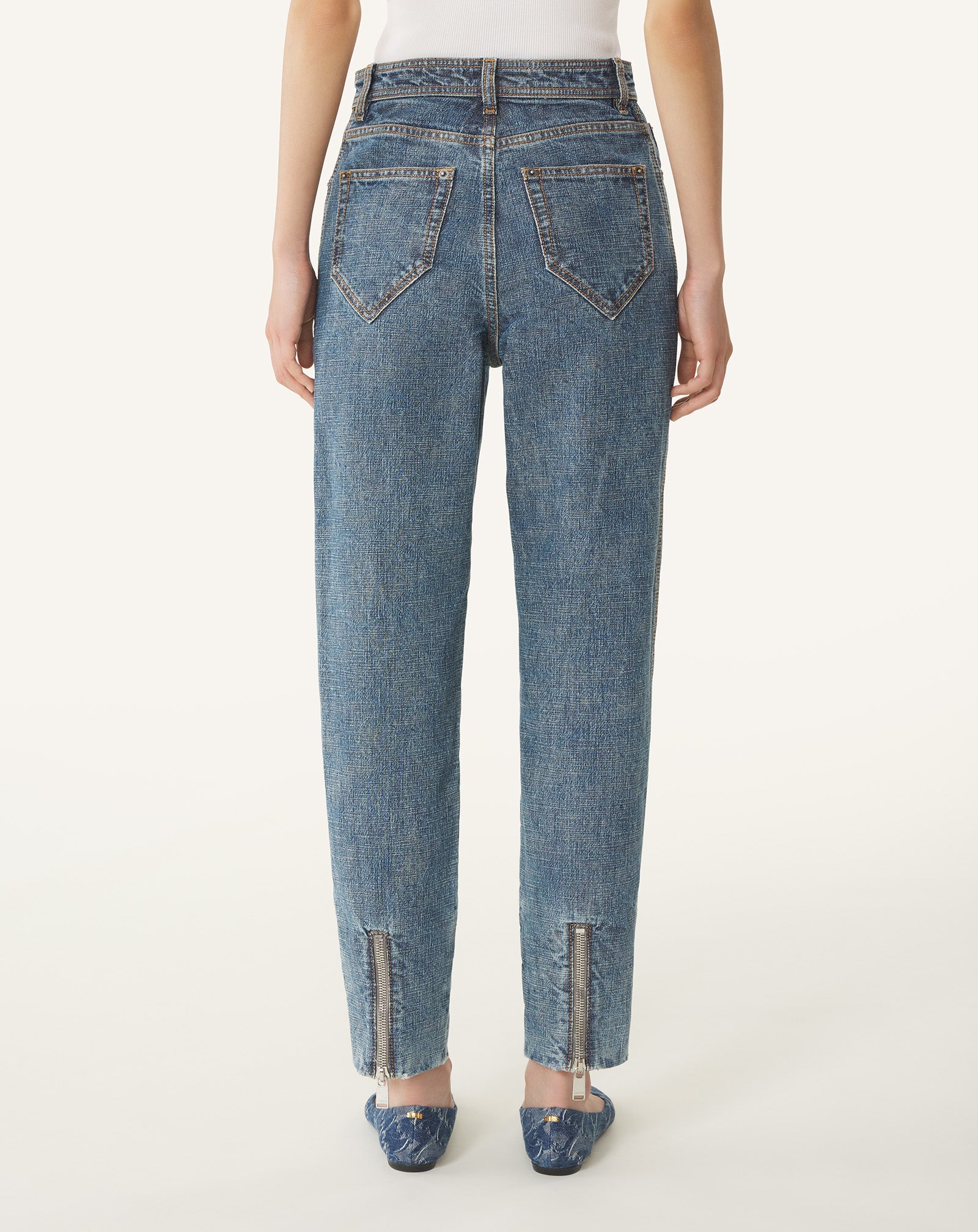 Pantalon Zippé En Denim Blue | Lanvin Women
