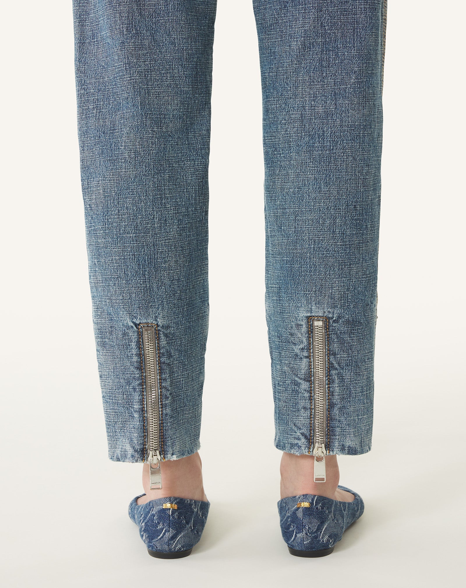 Pantalon Zippé En Denim Blue | Lanvin Women