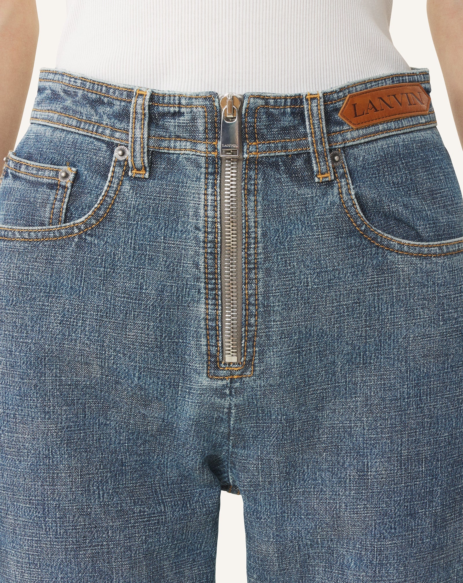 Pantalon Zippé En Denim Blue | Lanvin Women