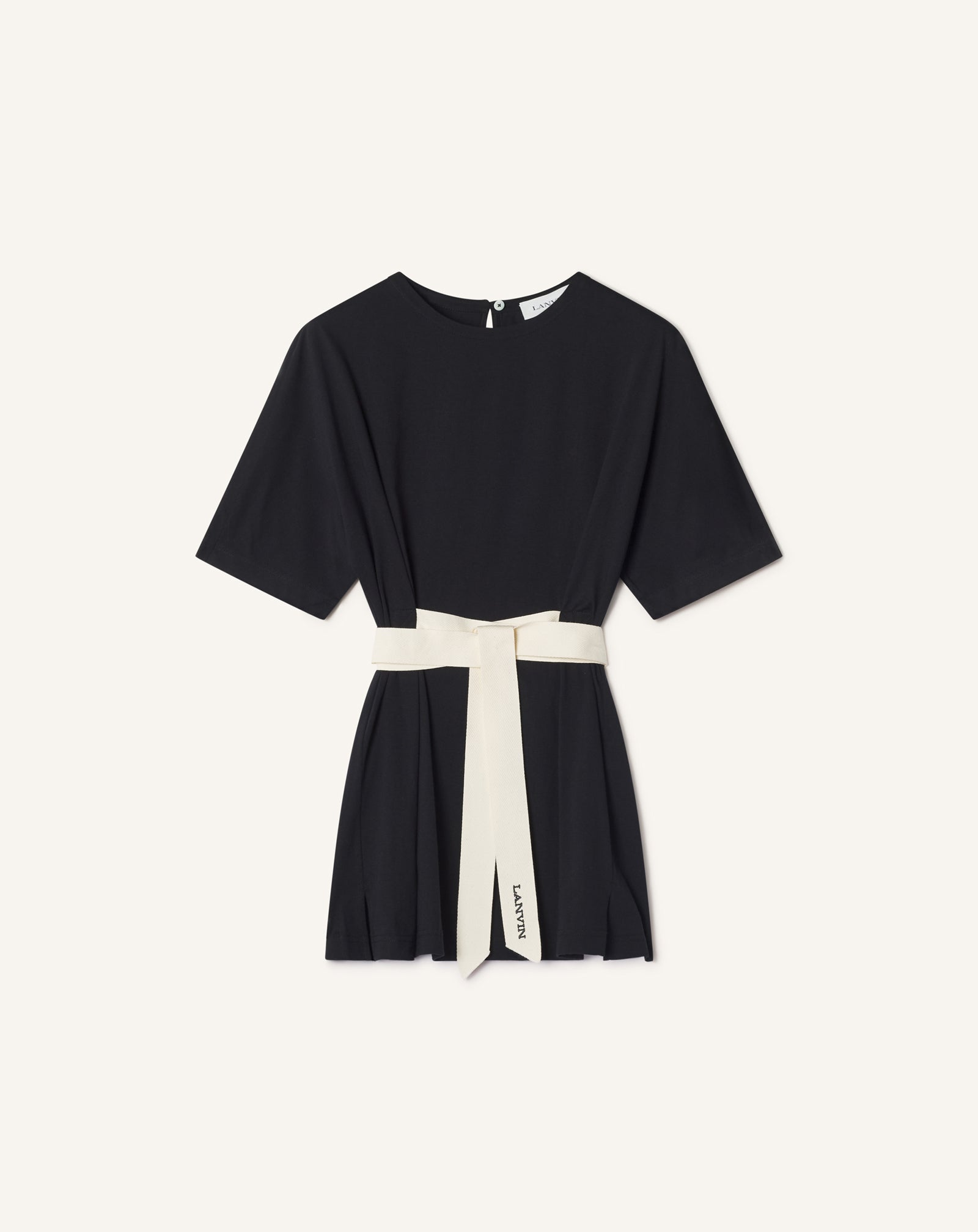 T-shirt Ceinturé En Coton Et Soie Black | Lanvin Women