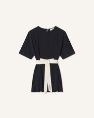 T-shirt Ceinturé En Coton Et Soie Black | Lanvin Women