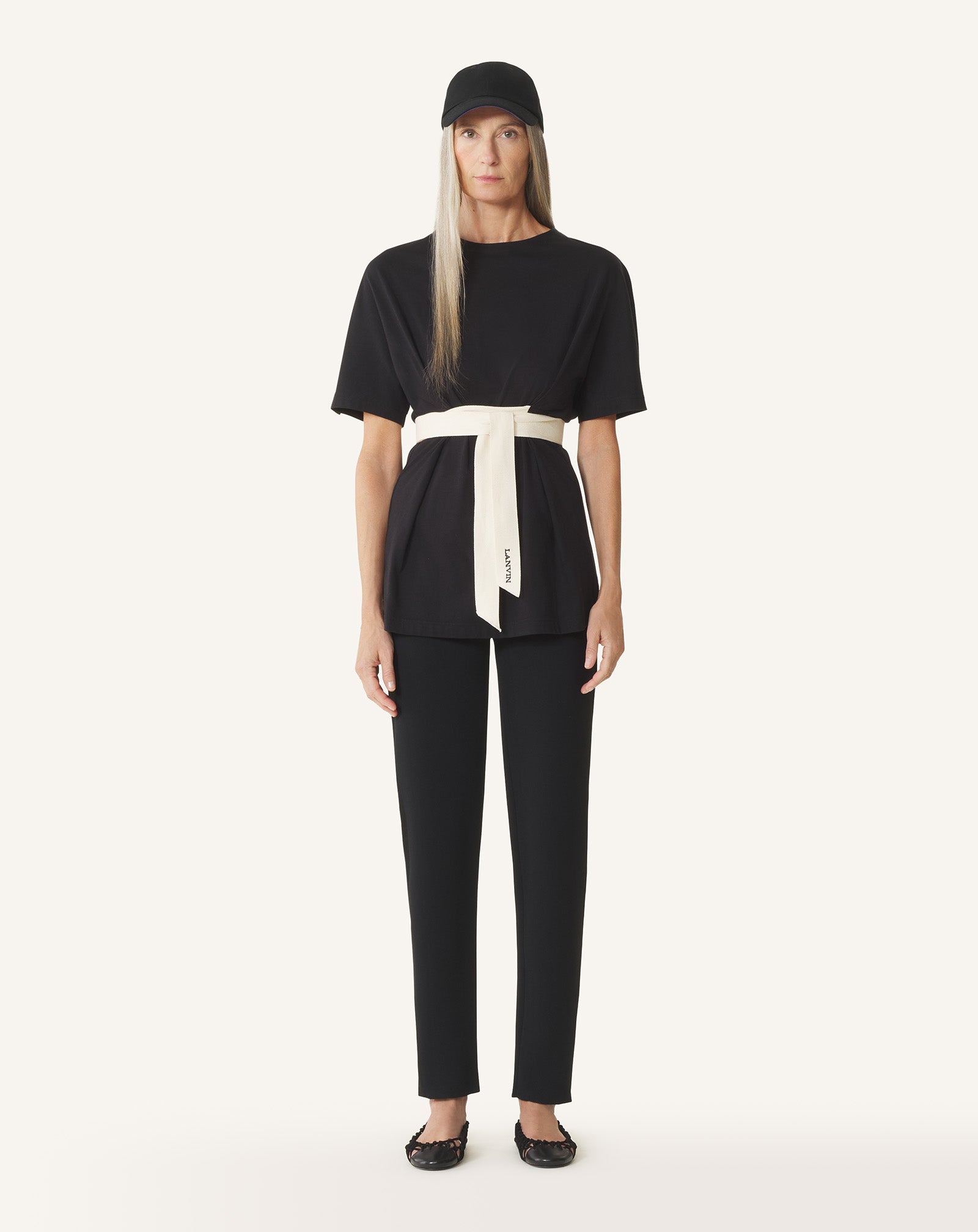 T-shirt Ceinturé En Coton Et Soie Black | Lanvin Women