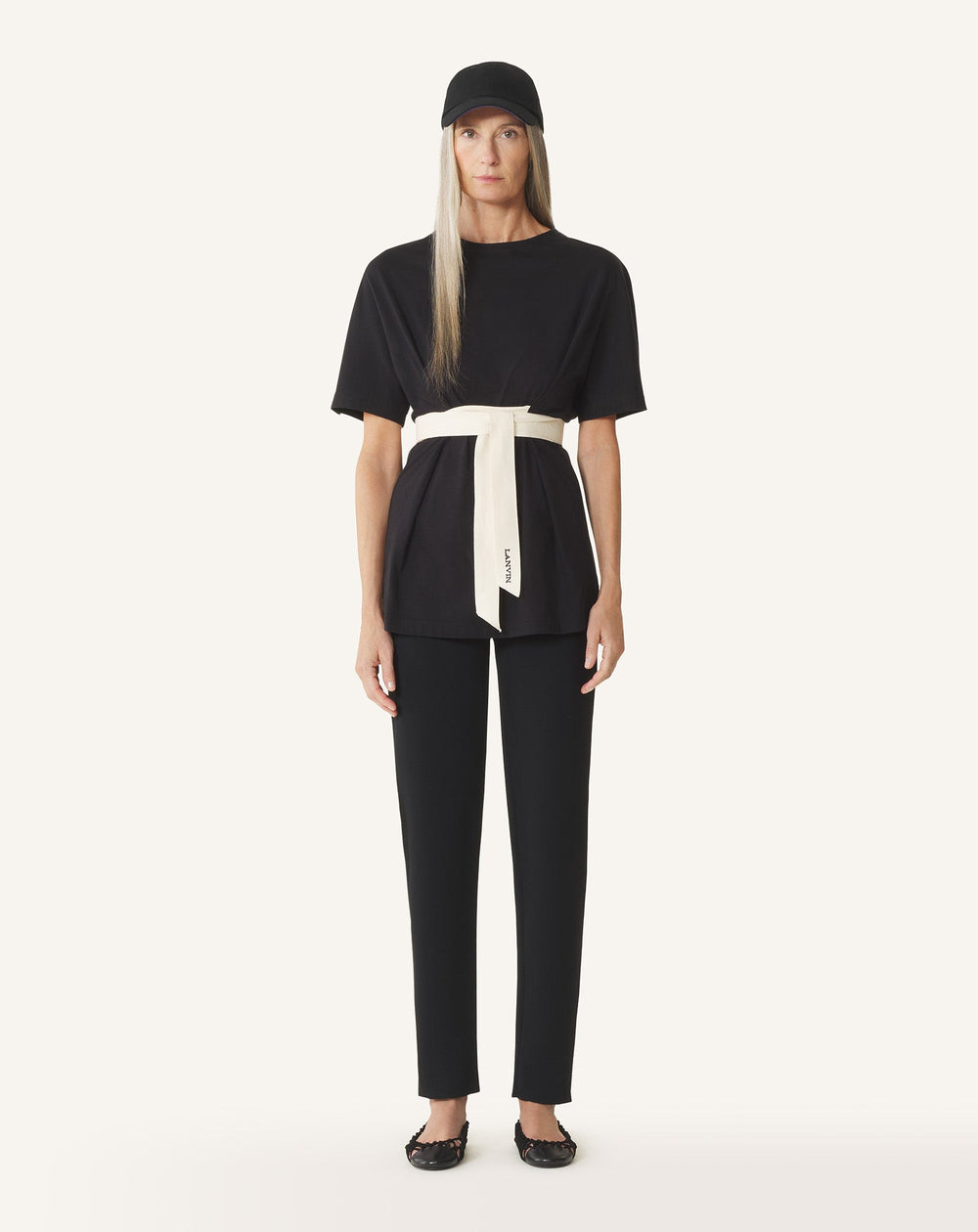 T-shirt Ceinturé En Coton Et Soie Black | Lanvin Women