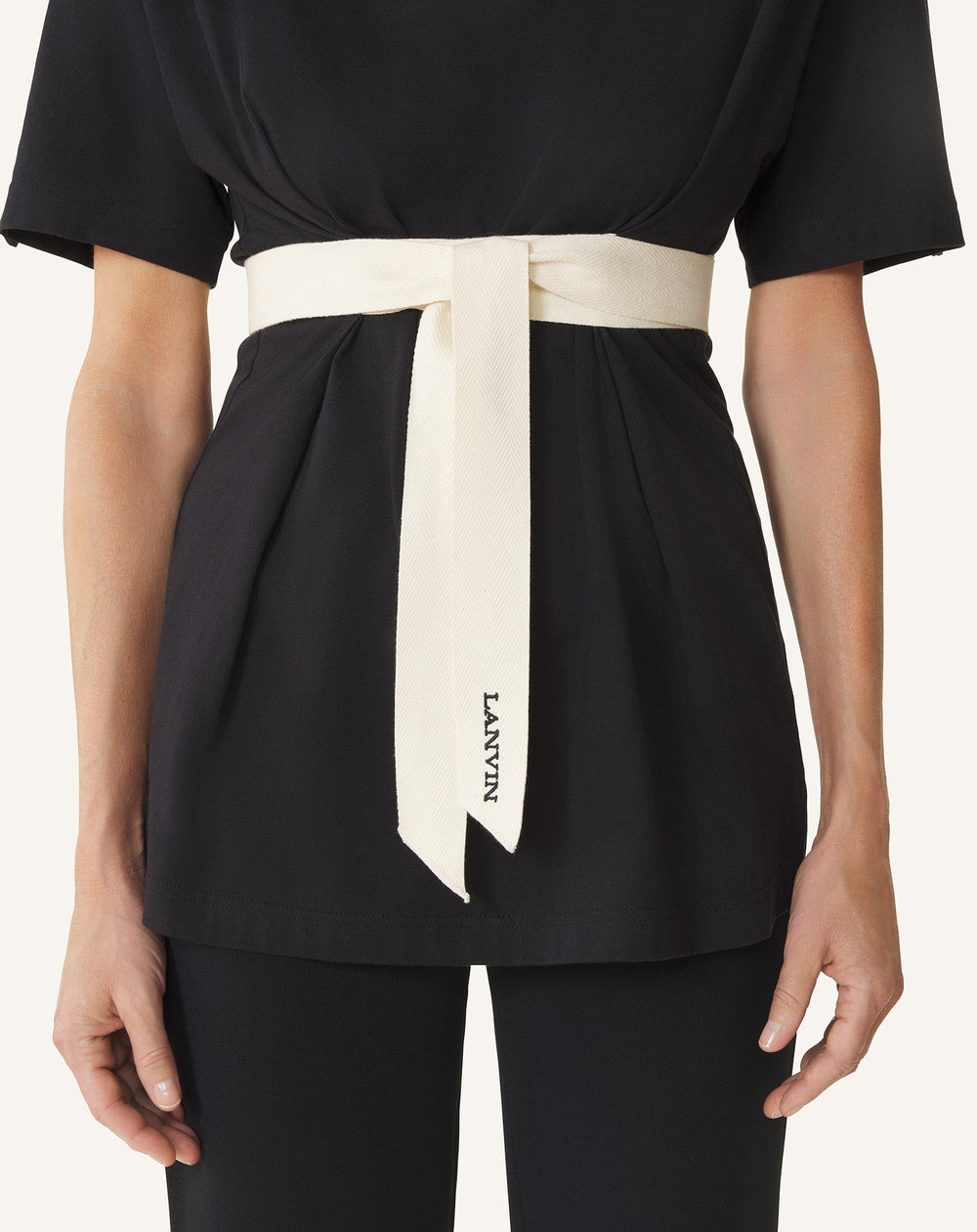 T-shirt Ceinturé En Coton Et Soie Black | Lanvin Women