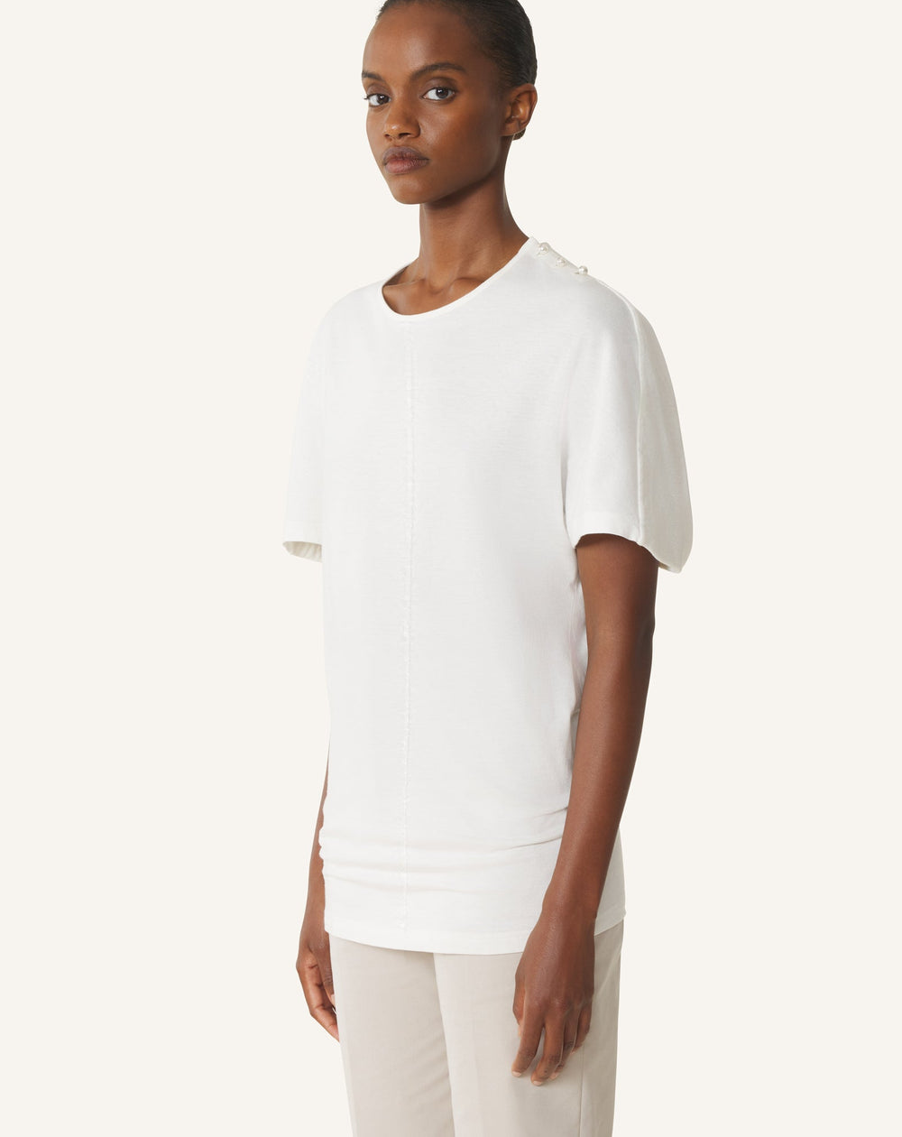 T-shirt Effet Cape En Coton Et Soie White | Lanvin Women