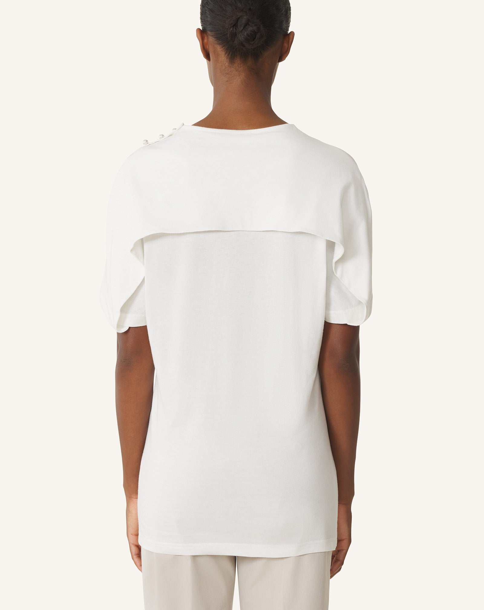 T-shirt Effet Cape En Coton Et Soie White | Lanvin Women