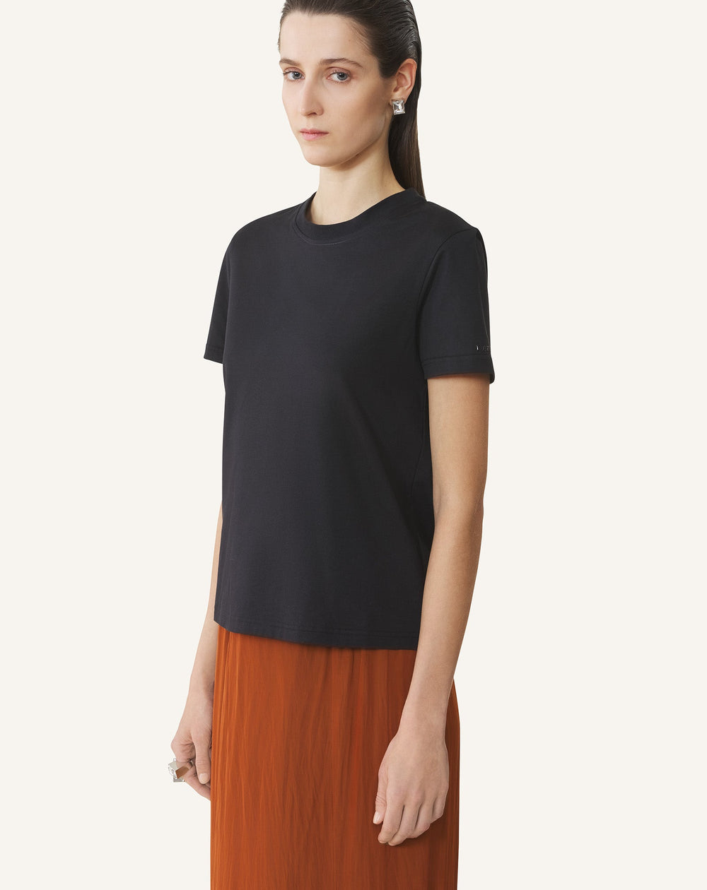 Black Cotton T-shirt With Ribbon Detail | Lanvin Women