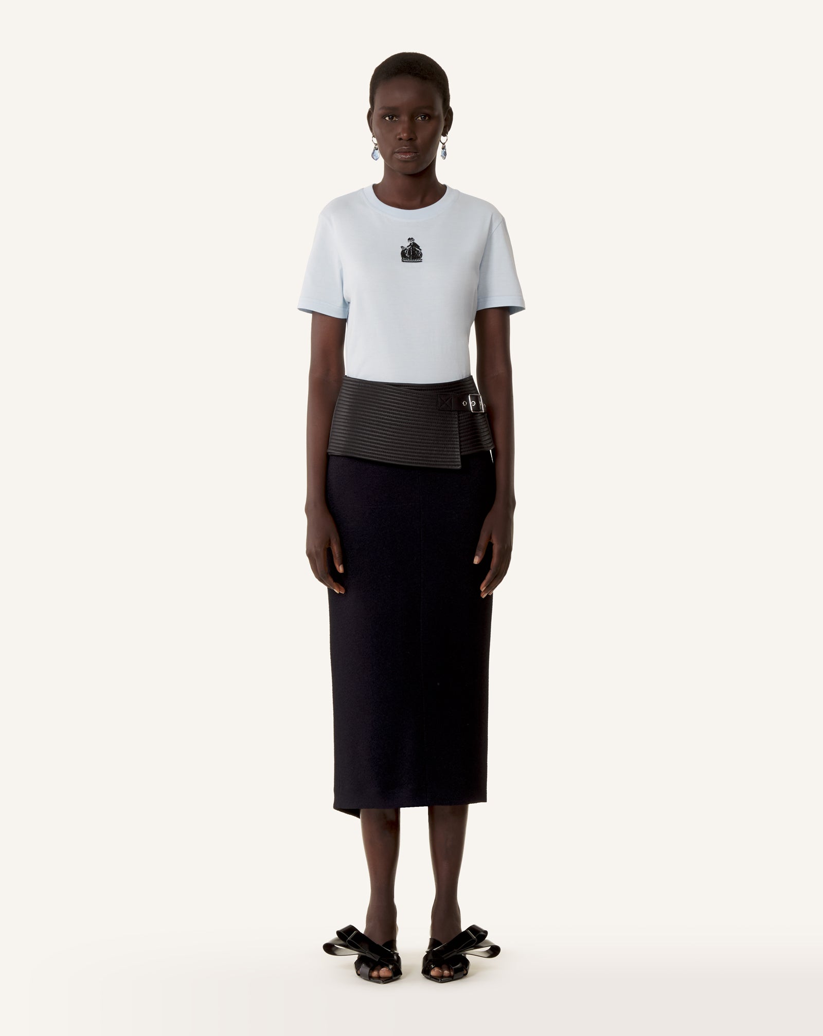 T-shirt Brodé La Mère Et L'enfant En Jersey Blue | Lanvin Women