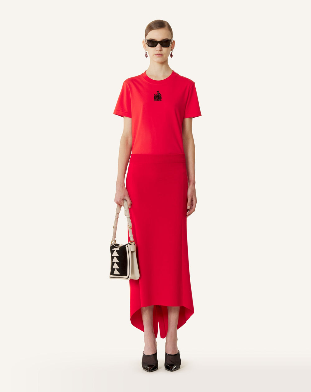T-shirt Brodé La Mère Et L'enfant En Jersey Red | Lanvin Women
