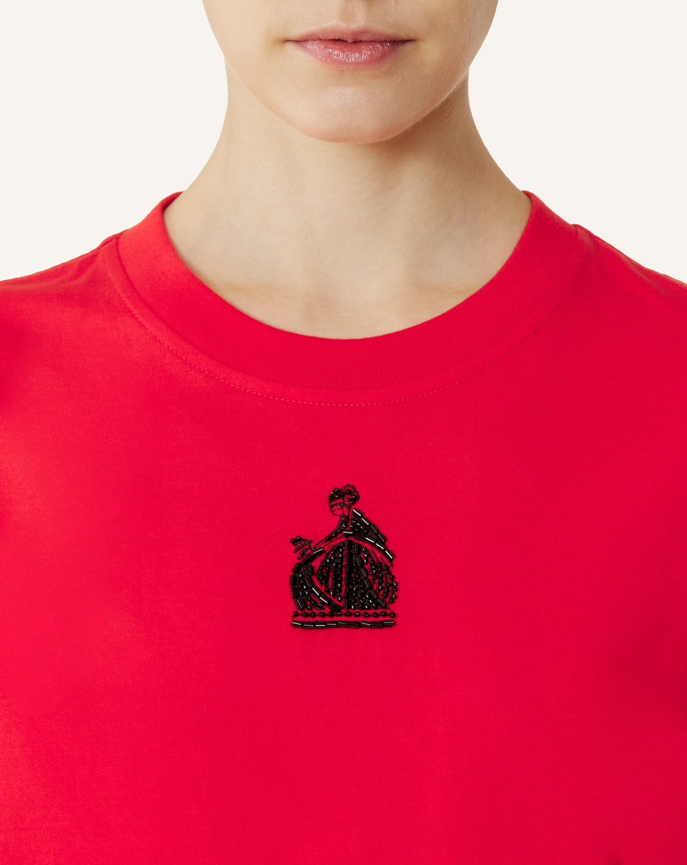 T-shirt Brodé La Mère Et L'enfant En Jersey Red | Lanvin Women