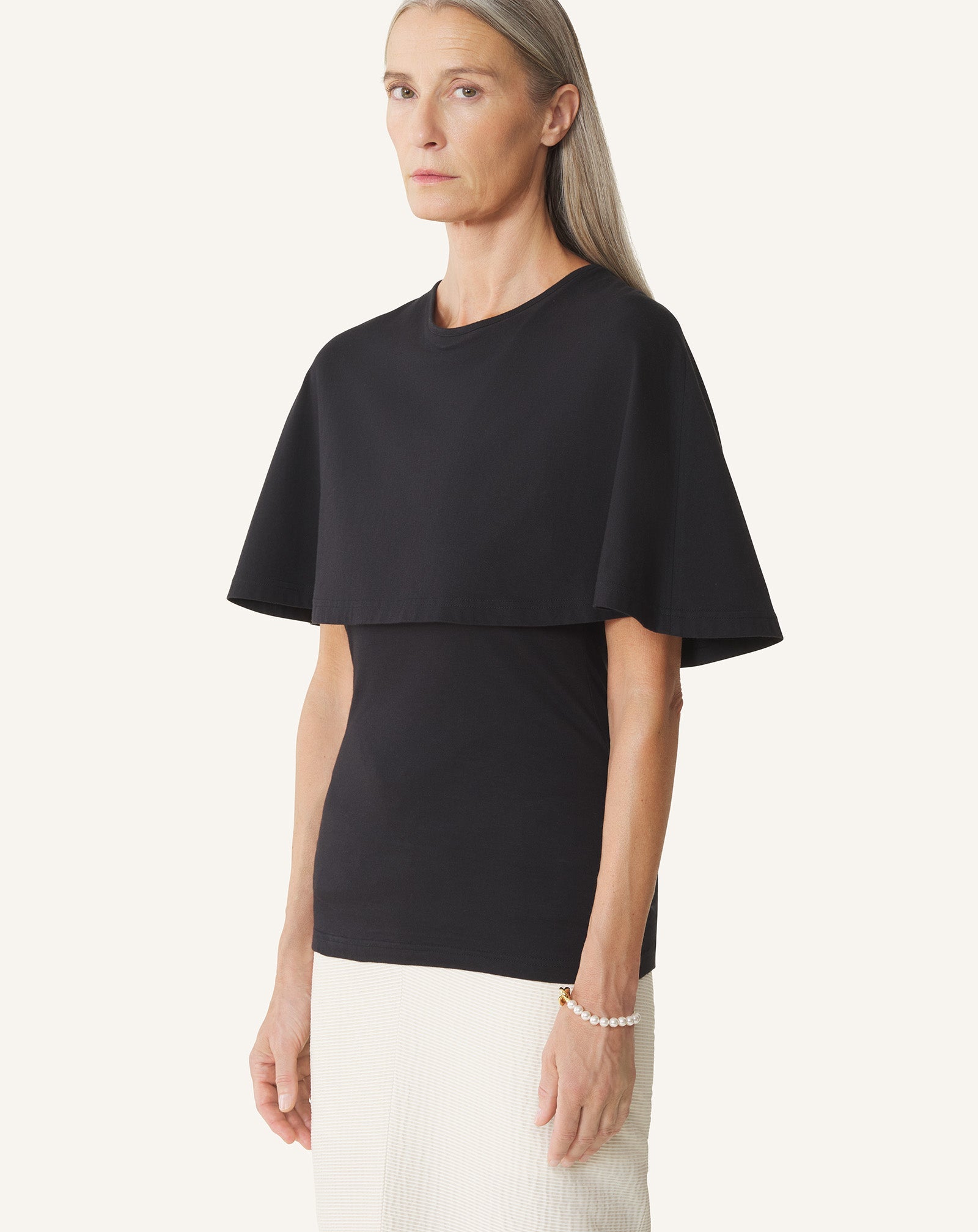 T-shirt À Cape En Coton Et Soie Black | Lanvin Women