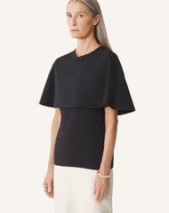 T-shirt À Cape En Coton Et Soie Black | Lanvin Women