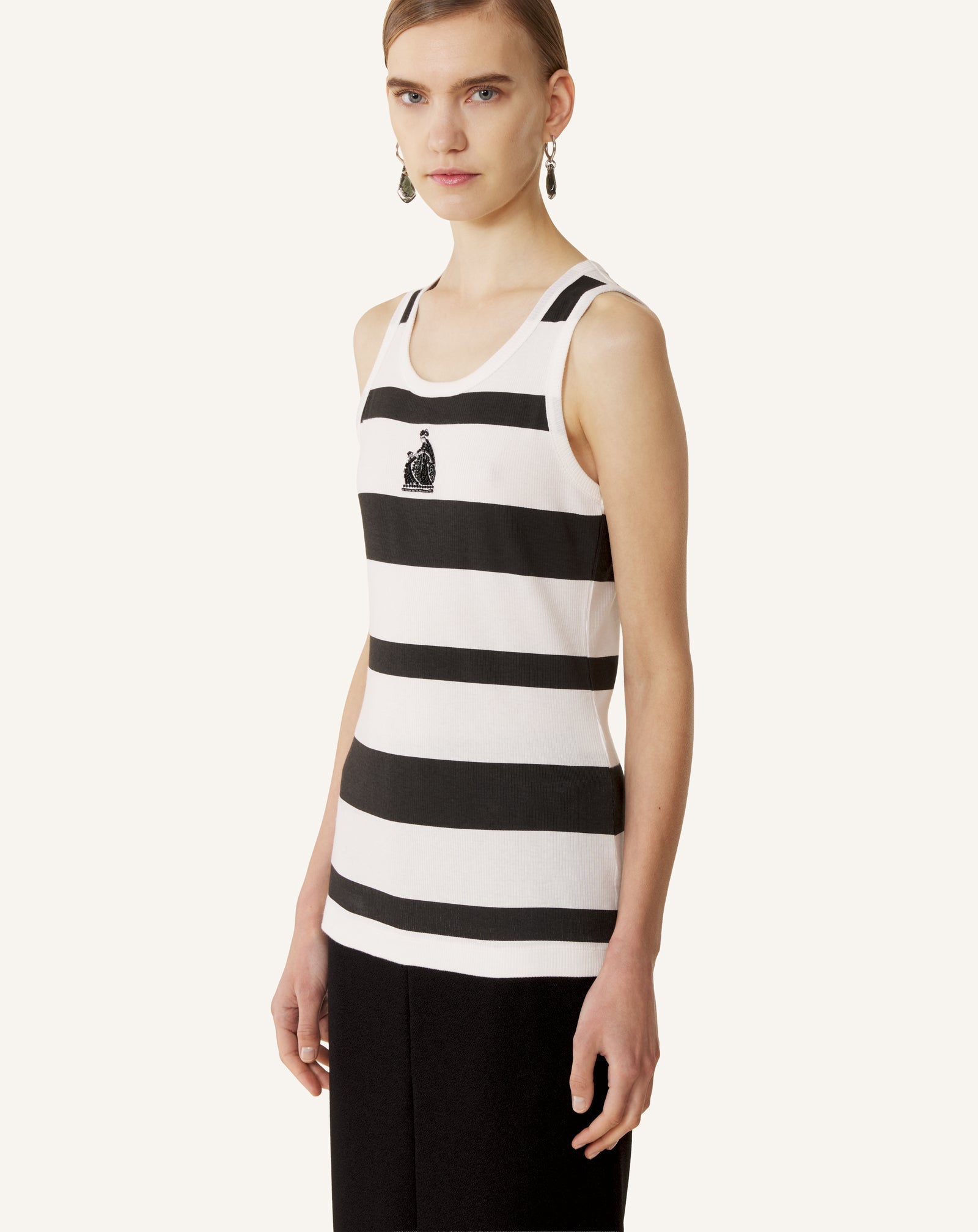 Débardeur Brodé La Mère Et L'enfant En Jersey Côtelé Grey | Lanvin Women