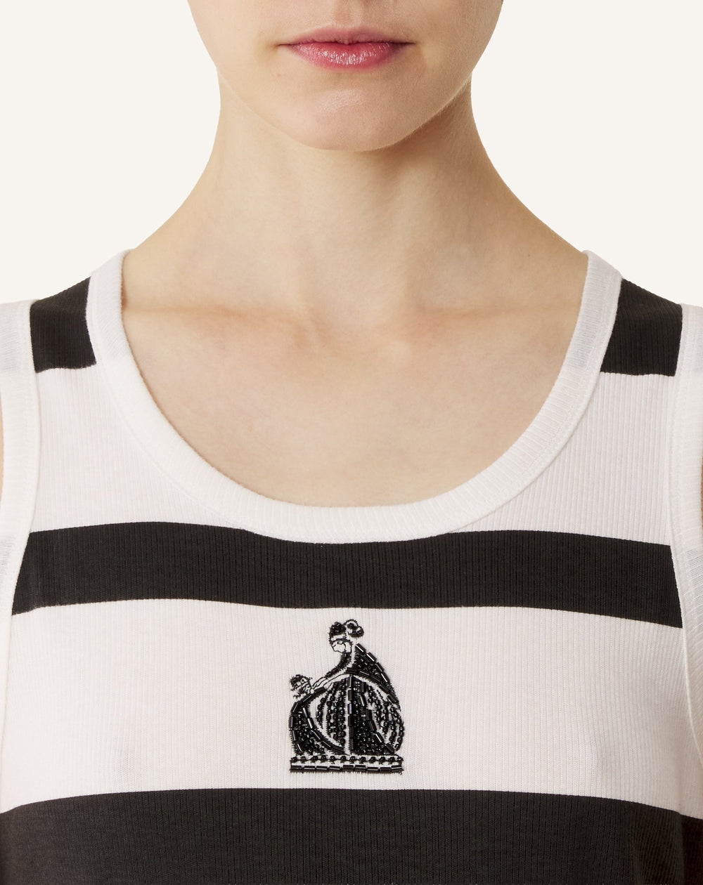 Débardeur Brodé La Mère Et L'enfant En Jersey Côtelé Grey | Lanvin Women